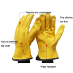 1 đôi găng tay làm vườn ngoài trời bằng da bò JJ-1011 chống mài mòn, size: M, L, XL