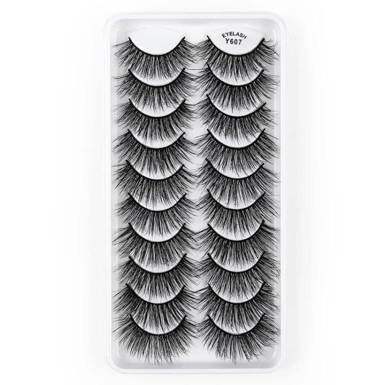 10 Cặp Mi Giả Mắt Mèo 3D Dày Và Bồng Bềnh Tự Nhiên, Mã Y600, Y601, Y602, Y603, Y604, Y605, Y606, Y607, Y608, Y609