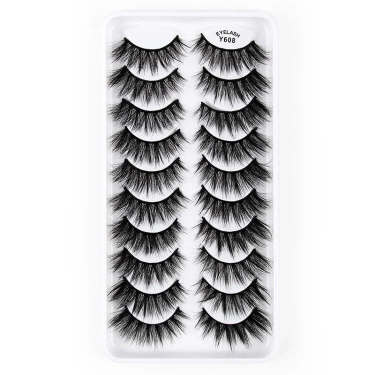 10 Cặp Mi Giả Mắt Mèo 3D Dày Và Bồng Bềnh Tự Nhiên, Mã Y600, Y601, Y602, Y603, Y604, Y605, Y606, Y607, Y608, Y609