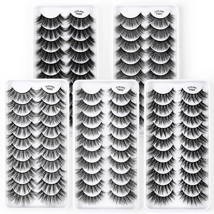 10 Cặp Mi Giả Mắt Mèo 3D Dày Và Bồng Bềnh Tự Nhiên, Mã Y600, Y601, Y602, Y603, Y604, Y605, Y606, Y607, Y608, Y609
