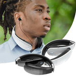 Tai nghe Bluetooth gập gắn cổ có thể kéo dài, Đen, Trắng