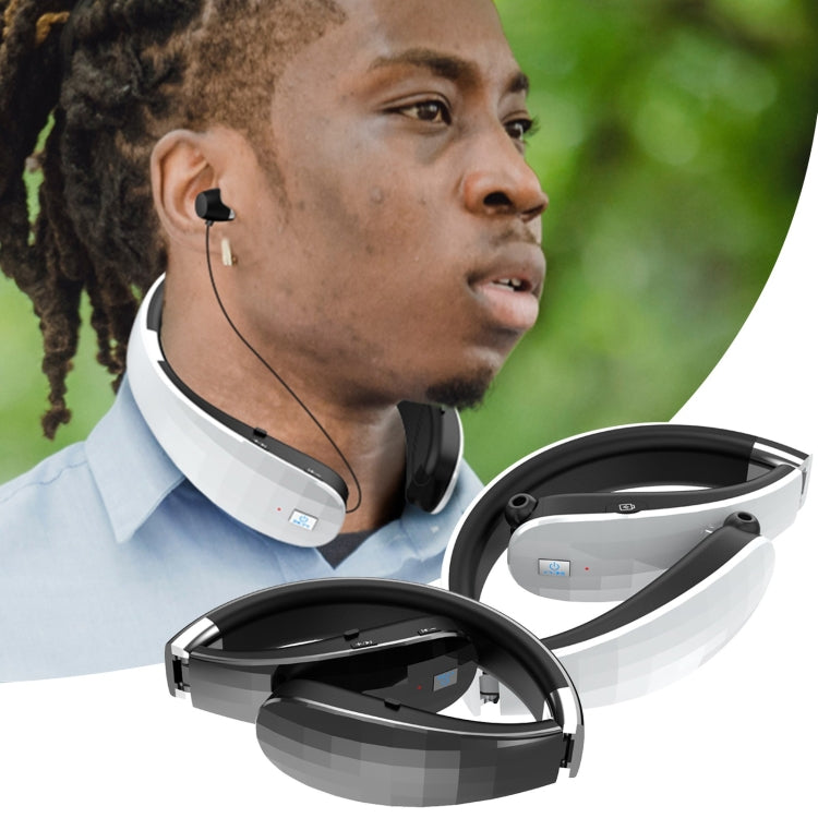 Tai nghe Bluetooth gập gắn cổ có thể kéo dài, Đen, Trắng