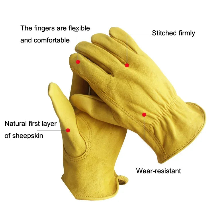 1 đôi găng tay an toàn da thật làm vườn ngoài trời JJ-5002, kích cỡ: S, M, L, XL