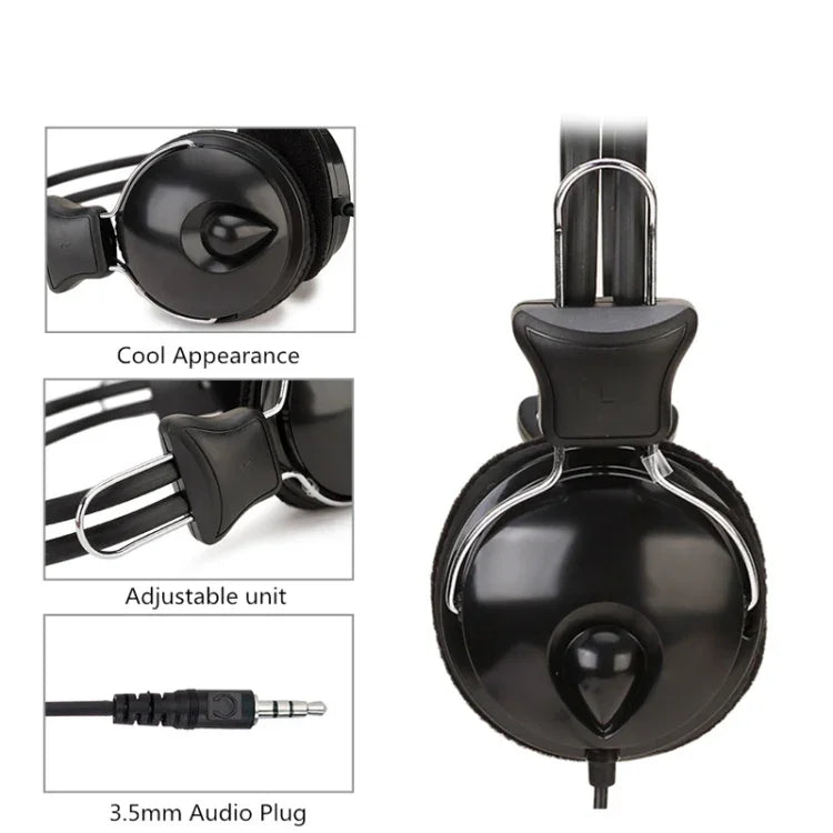 Tai nghe máy tính văn phòng lớp học trực tuyến Soyto SY808MV, chiều dài cáp: 1.6m, 3.5mm màu đen, 6.5mm màu đen