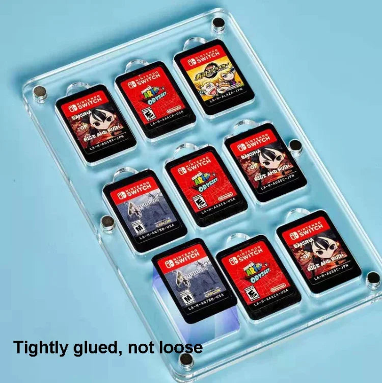 Hộp đựng thẻ game trong suốt bằng nhựa pha lê có nam châm cho Switch, 9 ô, 14 ô, 27 ô