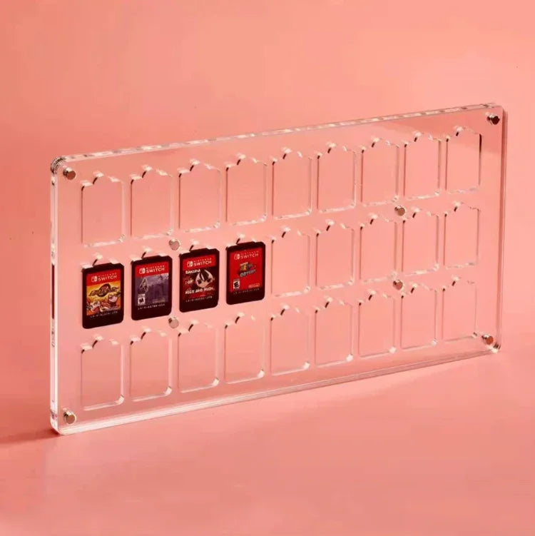 Hộp đựng thẻ game trong suốt bằng nhựa pha lê có nam châm cho Switch, 9 ô, 14 ô, 27 ô