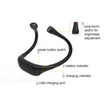Đèn treo cổ bảo vệ mắt sinh viên, đèn đọc LED sạc USB, đèn sách, màu trắng, đen