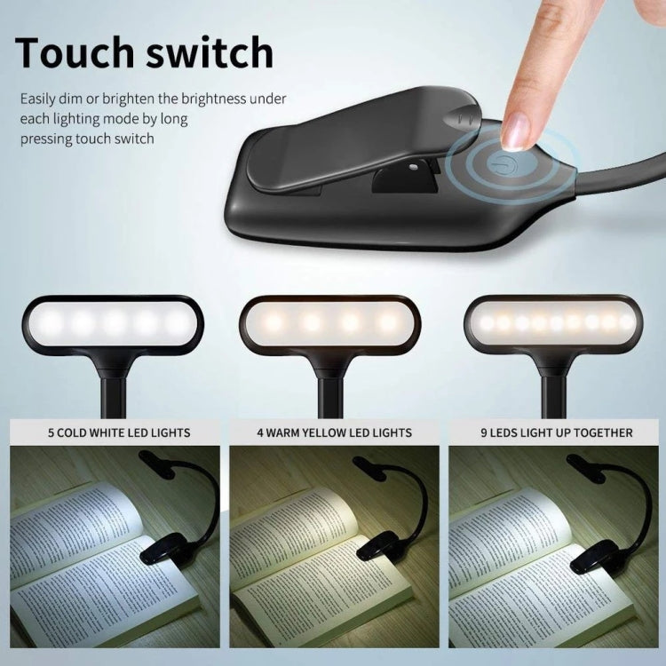 Đèn kẹp sách mini 8021 LED, đèn đọc bảo vệ mắt cho bản nhạc, màu đen, trắng
