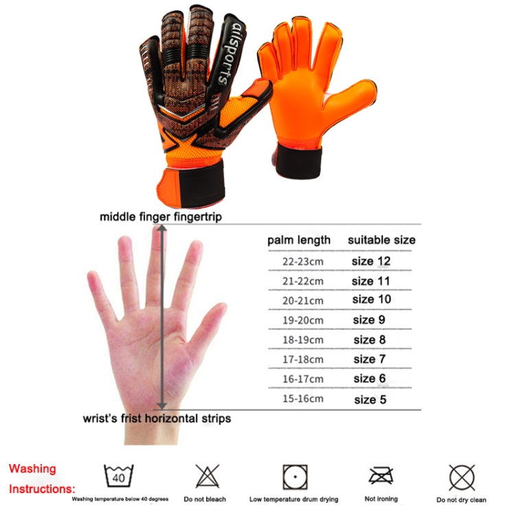 Ailsports ST5511 1 đôi găng tay bảo vệ ngón tay thủ môn dày latex, size 5, 6, 7, 8, 9, 10, 11