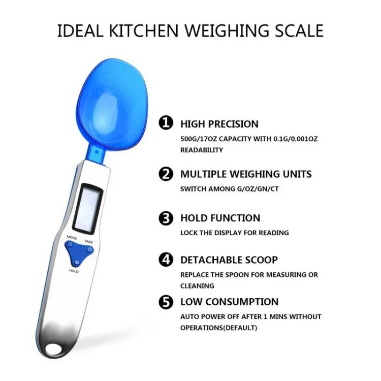 Cân nhà bếp điện tử 500g / 0.5g kèm 3 muỗng đo, 500g / 0.5g, 300g / 0.1g