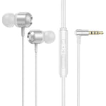 2 chiếc tai nghe có dây điều khiển kim loại TS6000 3.5mm, có mic, Trắng, Đỏ, Xanh lá, Đen