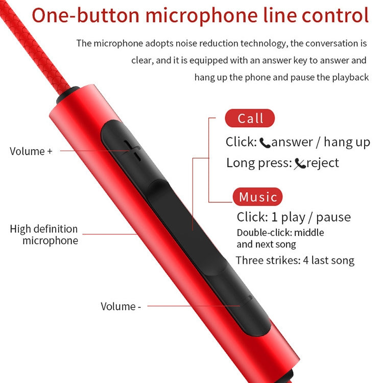Tai nghe có dây điều khiển cắm tai EN3900 3.5mm, có mic, Trắng, Đỏ, Đen