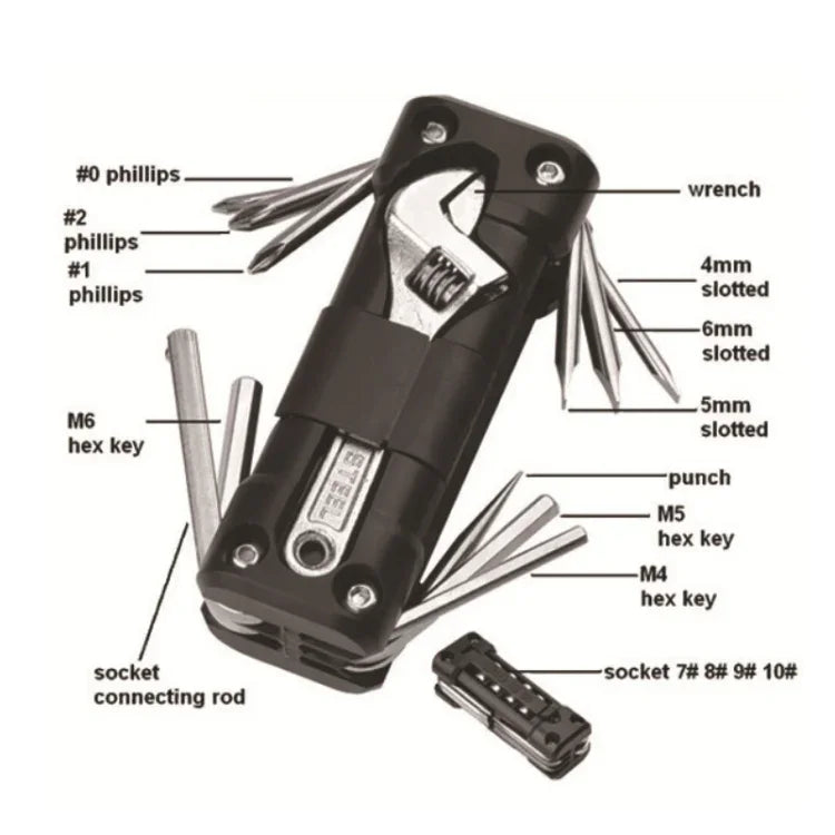 KT-02 Bộ dụng cụ sinh tồn đa năng 16 trong 1 cho cắm trại ngoài trời