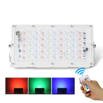 Đèn pha ngoài trời LED RGB chống nước 50W siêu nhẹ có điều khiển từ xa