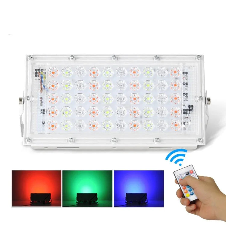 Đèn pha ngoài trời LED RGB chống nước 50W siêu nhẹ có điều khiển từ xa