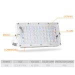 Đèn pha ngoài trời LED RGB chống nước 50W siêu nhẹ có điều khiển từ xa