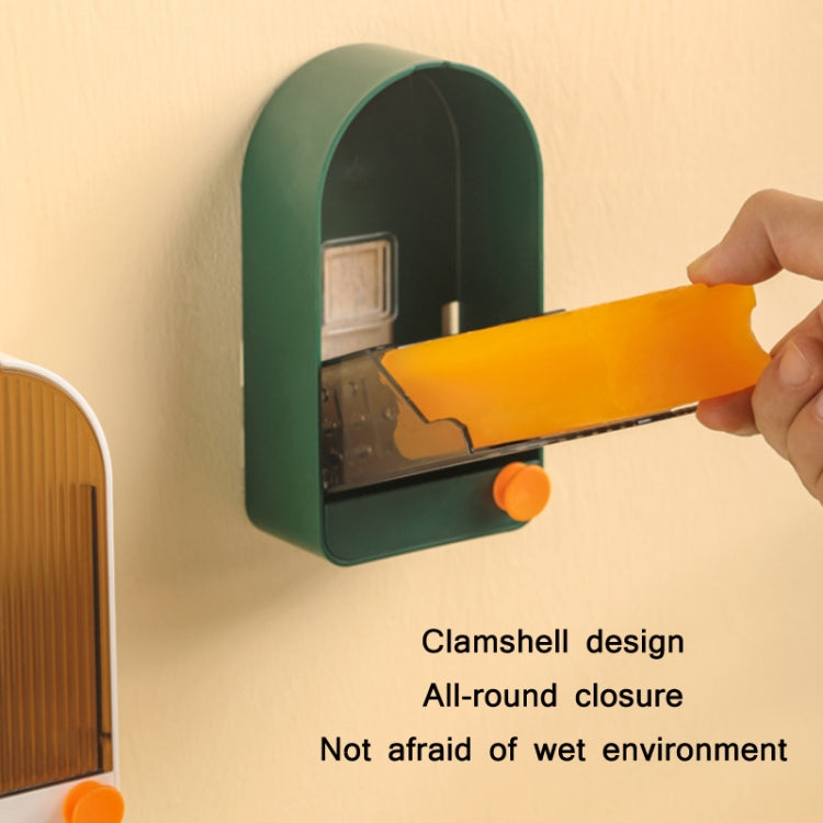 Khay đựng xà phòng thoát nước gắn tường phòng tắm có nắp, Trắng xám, Trắng cam, Hồng trắng, Xanh lá xám