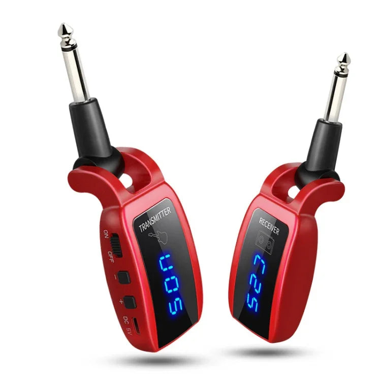 Bộ phát thu guitar không dây U12DX 6.35mm jack có thể sạc lại, U12DX đỏ, U12DX đen