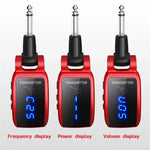 Bộ phát thu guitar không dây U12DX 6.35mm jack có thể sạc lại, U12DX đỏ, U12DX đen