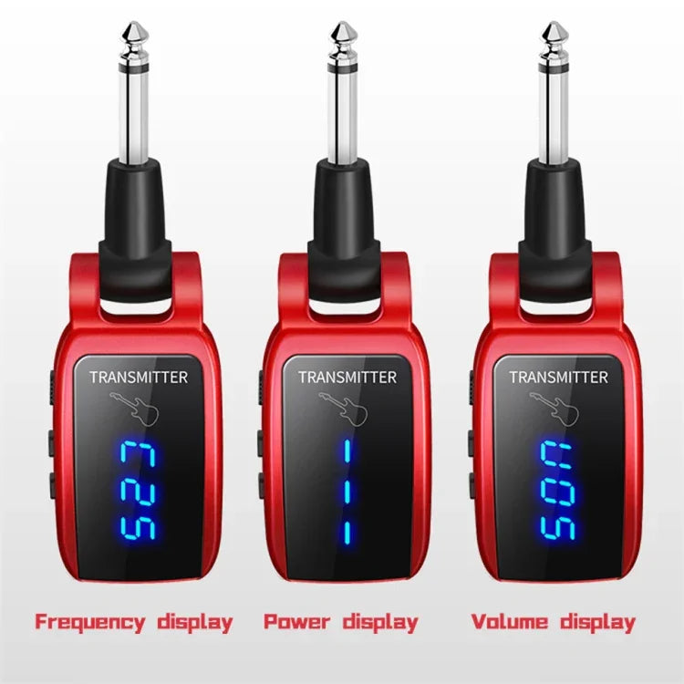 Bộ phát thu guitar không dây U12DX 6.35mm jack có thể sạc lại, U12DX đỏ, U12DX đen