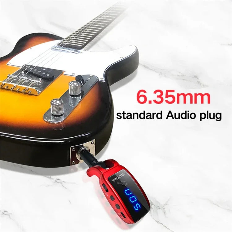 Bộ phát thu guitar không dây U12DX 6.35mm jack có thể sạc lại, U12DX đỏ, U12DX đen