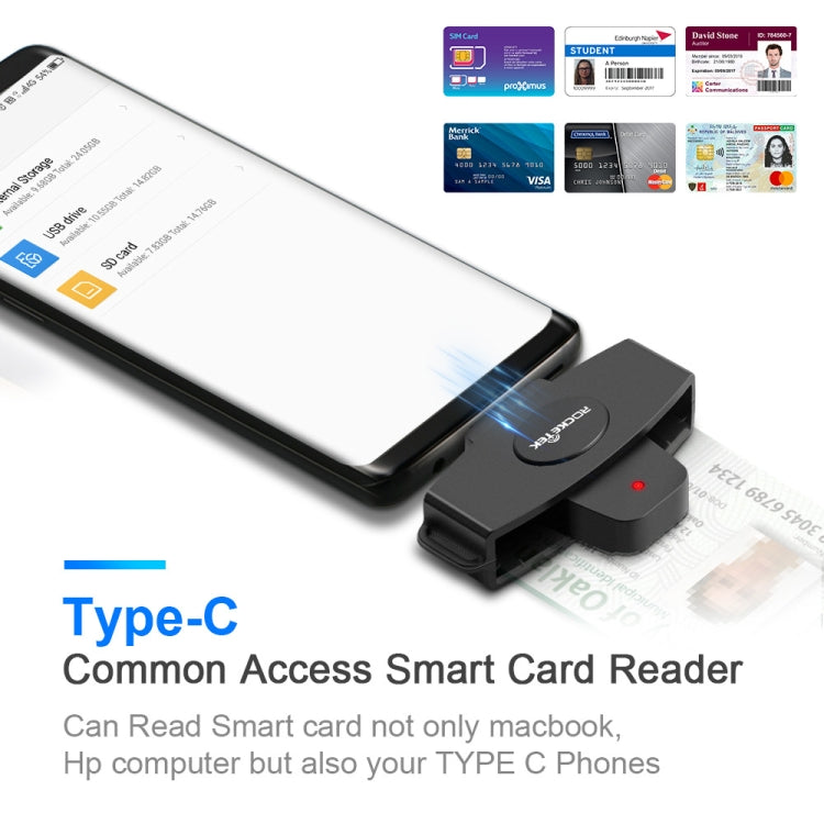 Đầu đọc thẻ thông minh Rocketek CSCR3 Type-C cho thẻ CAC, thẻ SIM/IC khai thuế ngân hàng, thẻ ID