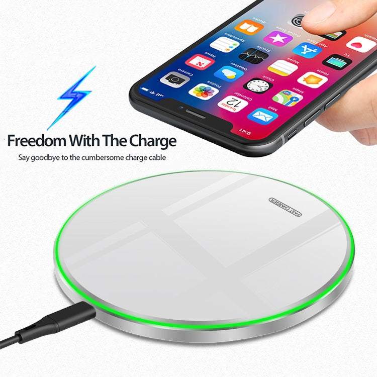 Sạc không dây siêu mỏng kim loại gương QI 20W, Trắng, Đen