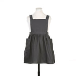 Tạp dề vẽ tranh bố mẹ con bằng vải cotton và lanh, dùng làm đồ làm bánh và cà phê, kích thước:, trẻ em (Xám), trẻ em (Yến mạch), người lớn (Xám), người lớn (Yến mạch), người lớn (Hồng)