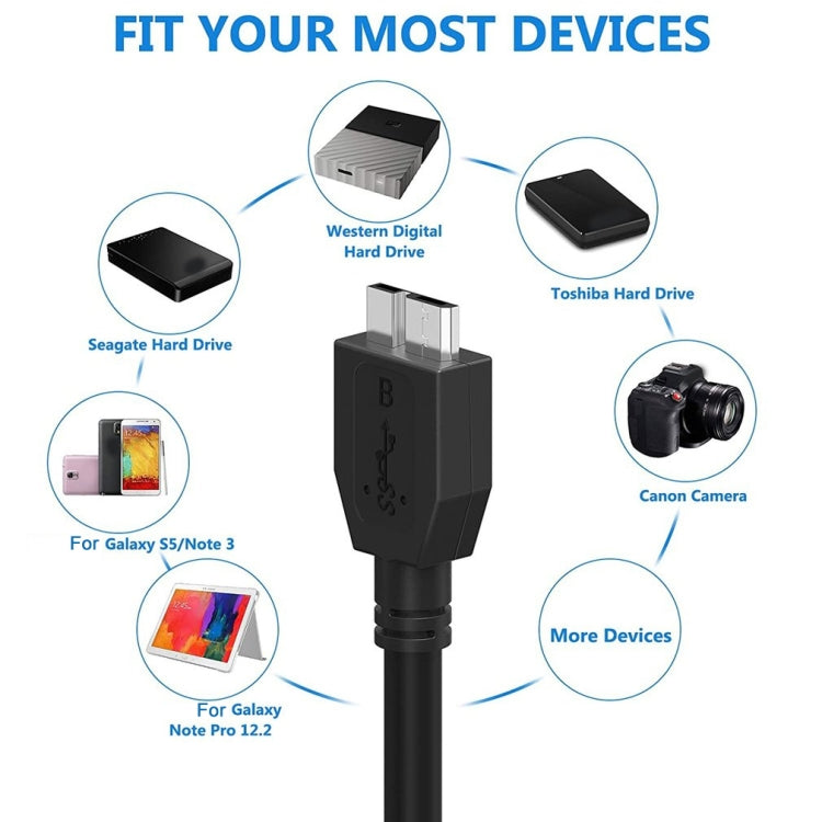 Dây cáp dữ liệu USB 3.0 đực sang Micro USB cho ổ cứng di động ngoài, chiều dài cáp: 1,8m