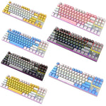 Bàn phím cơ chơi game có dây XUNFOX K80 87 phím phát sáng, Dài cáp: 1,5m, Trắng vàng, Đen xám, Hồng trắng, Xanh trắng, Trắng xanh, Vàng trắng, Xám đen