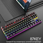 Bàn phím cơ chơi game có dây XUNFOX K80 87 phím phát sáng, Dài cáp: 1,5m, Trắng vàng, Đen xám, Hồng trắng, Xanh trắng, Trắng xanh, Vàng trắng, Xám đen