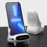 15W Desktop Vertical Loudspeaker Wireless Charging Stand for 4.5-11 Inch Mobile Phone Tablet
