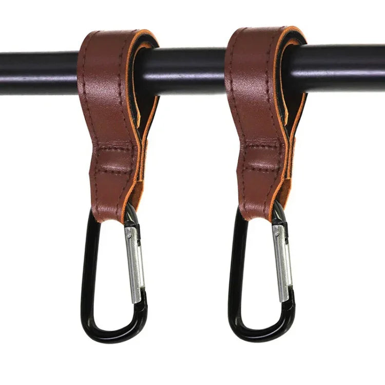 2 cái móc carabiner tiện lợi cho xe đẩy em bé, màu nâu, đen