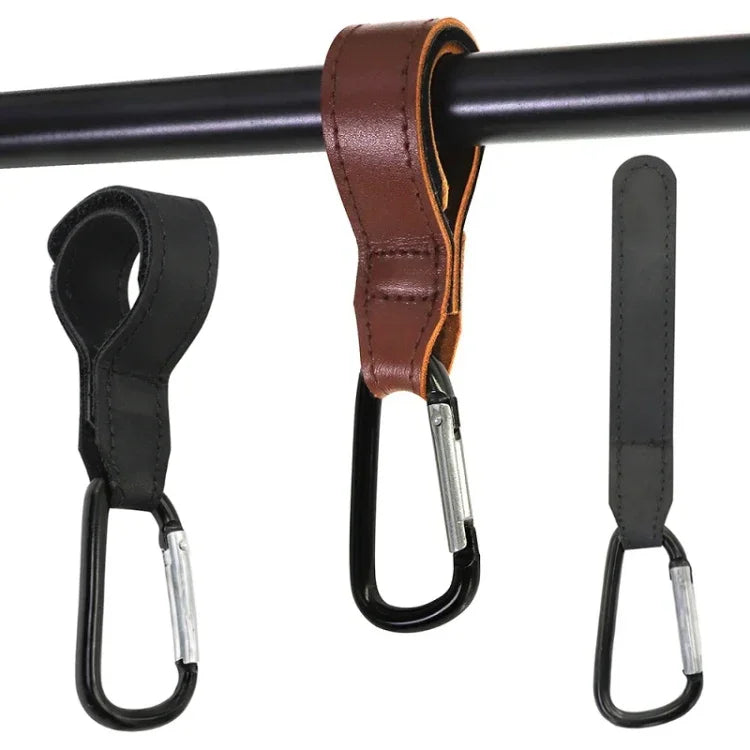 2 cái móc carabiner tiện lợi cho xe đẩy em bé, màu nâu, đen