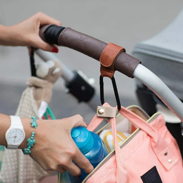 2 cái móc carabiner tiện lợi cho xe đẩy em bé, màu nâu, đen