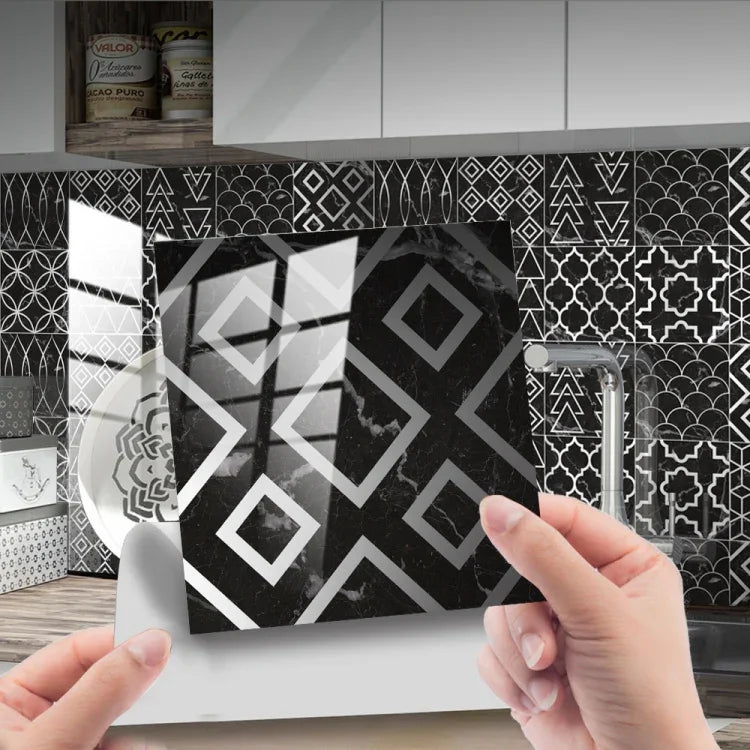 20 miếng decal dán tường họa tiết hình học phủ màng pha lê PVC, kích thước 10cm
