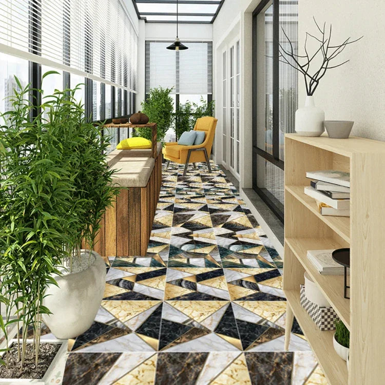 20 miếng decal dán tường họa tiết hình học phủ màng pha lê PVC, kích thước 10cm