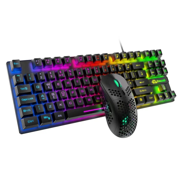 Bộ Bàn Phím Cơ Sáng Đèn Chơi Game ZIYOU LANG T2 88 Phím và Chuột, Chiều Dài Cáp: 1.6m, T2 Đen, T2 Trắng