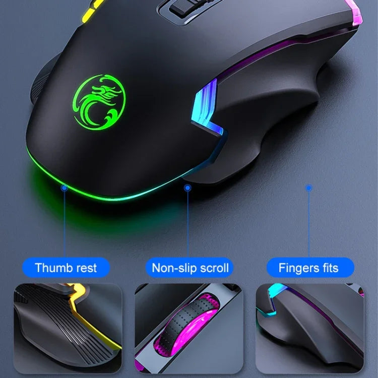 Chuột Chơi Game Có Dây IMICE T70 8 Nút 7200DPI Đèn RGB Có Thể Lập Trình, Chiều Dài Cáp: 1.8m, T70