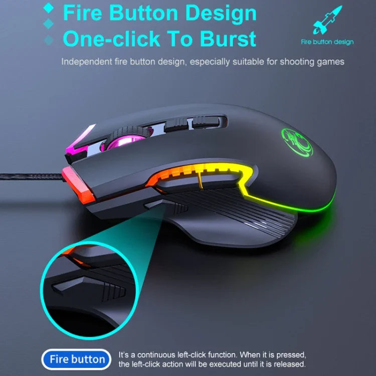 Chuột Chơi Game Có Dây IMICE T70 8 Nút 7200DPI Đèn RGB Có Thể Lập Trình, Chiều Dài Cáp: 1.8m, T70