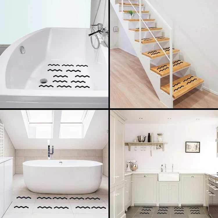 24 miếng decal chống trượt họa tiết sỏi hình sóng cho bồn tắm, kích thước 1.3 x 18cm, đóng gói túi