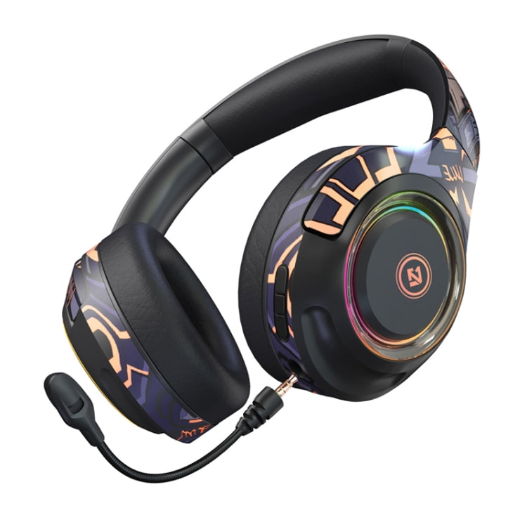 Tai nghe chơi game Bluetooth không dây có đèn nền gập EL-A2, Đen, Hồng, Đỏ