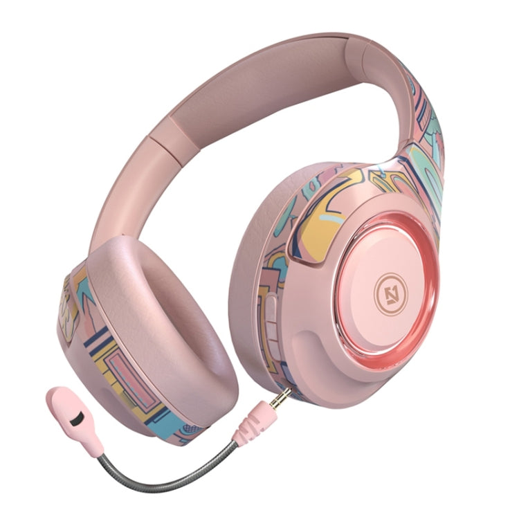 Tai nghe chơi game Bluetooth không dây có đèn nền gập EL-A2, Đen, Hồng, Đỏ
