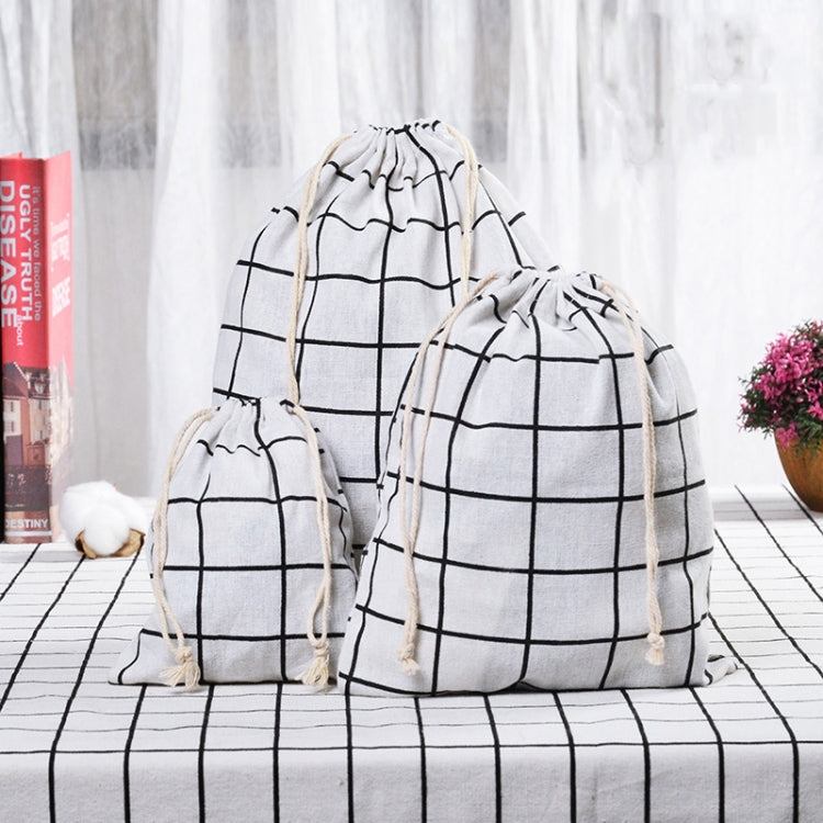 Túi đựng đồ sundries bằng vải lanh cotton có dây rút, bộ nhỏ + vừa + lớn