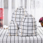 Túi đựng đồ sundries bằng vải lanh cotton có dây rút, bộ nhỏ + vừa + lớn
