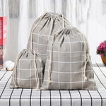 Túi đựng đồ sundries bằng vải lanh cotton có dây rút, bộ nhỏ + vừa + lớn
