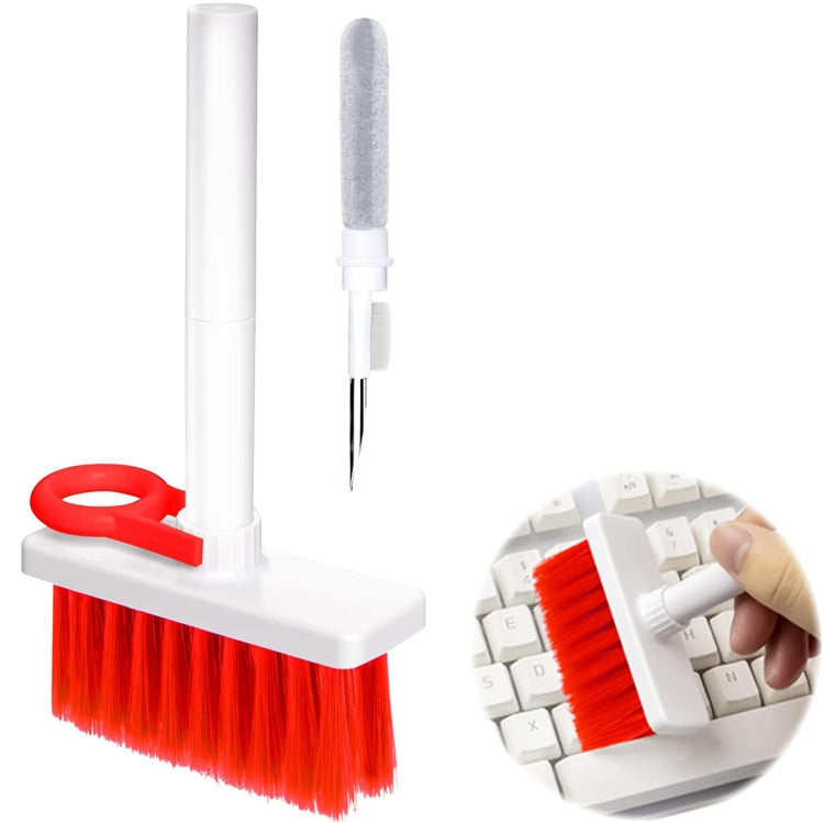 2 chiếc bút làm sạch tai nghe 5 trong 1 + cọ làm sạch bàn phím + dụng cụ kéo phím, Trắng, Đỏ trắng, Đỏ đen