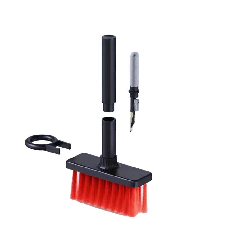 2 chiếc bút làm sạch tai nghe 5 trong 1 + cọ làm sạch bàn phím + dụng cụ kéo phím, Trắng, Đỏ trắng, Đỏ đen