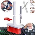 2 chiếc bút làm sạch tai nghe 5 trong 1 + cọ làm sạch bàn phím + dụng cụ kéo phím, Trắng, Đỏ trắng, Đỏ đen