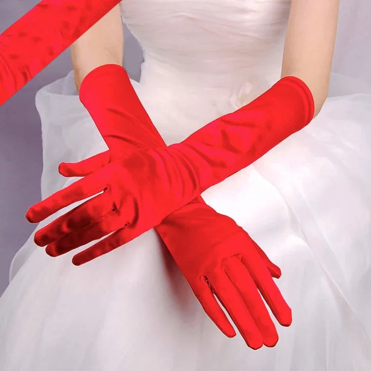 1 đôi găng tay cô dâu satin dài vintage chống nắng du lịch, găng tay cưới